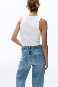 High-Waist Barrel-Leg Ankle Jeans