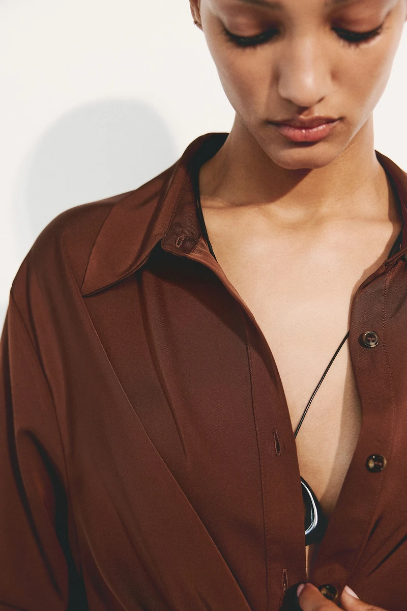 Tie-Detail Shirt Dress