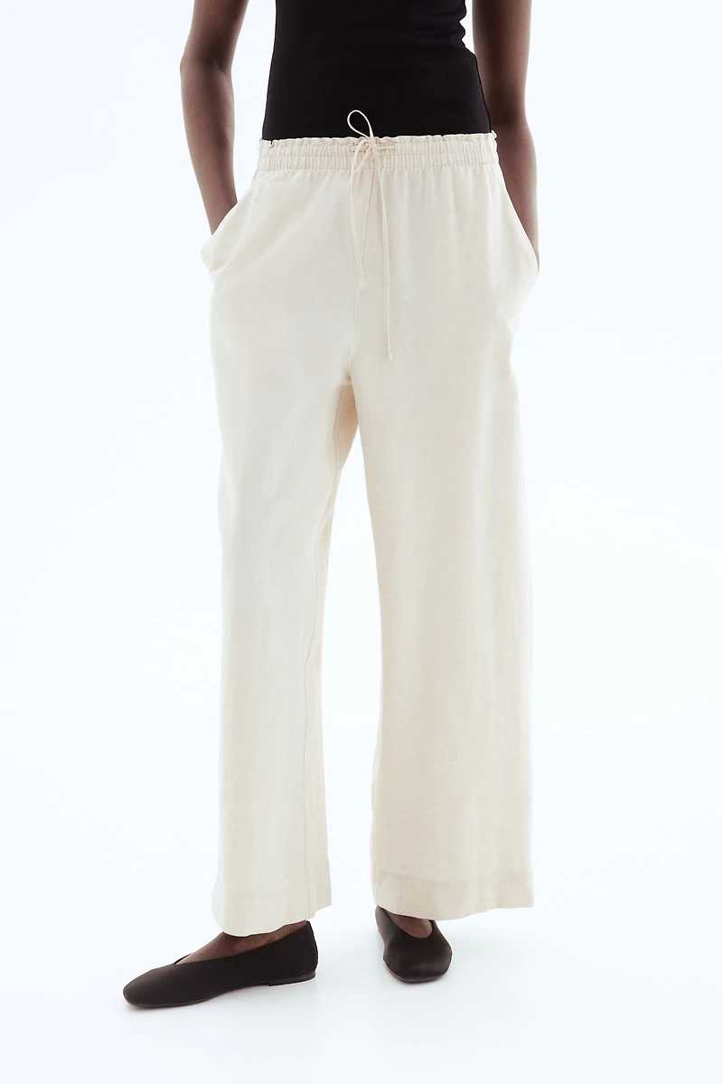 Linen-Blend Crop Pants