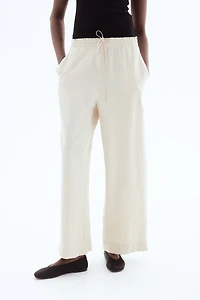 Linen-Blend Crop Pants