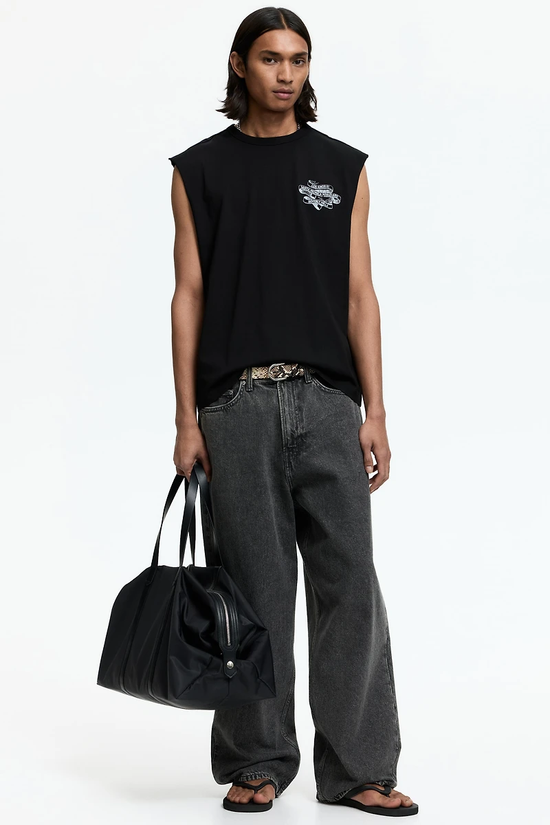 Loose-Fit Printed Sleeveless T-Shirt