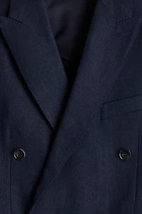Relaxed-Fit Double-Breasted Linen-Blend Jacket