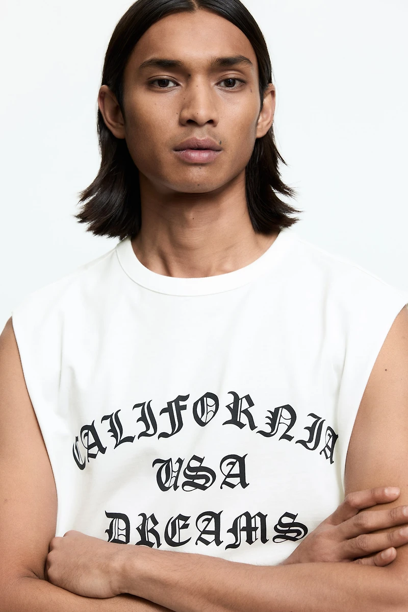 Loose-Fit Printed Sleeveless T-Shirt