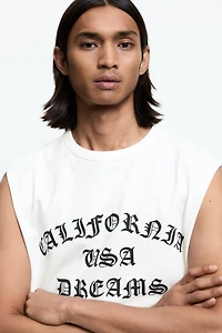 Loose-Fit Printed Sleeveless T-Shirt