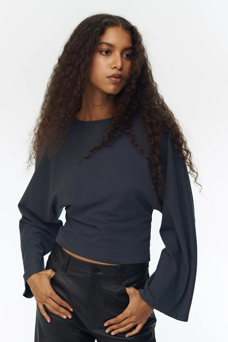 Batwing-Sleeved Jersey Top