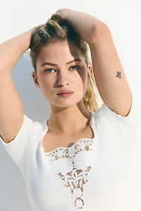 Top with Eyelet Embroidered Detail