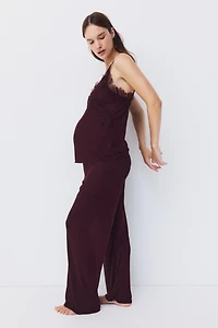 MAMA Lace-Trimmed Jersey Pajamas