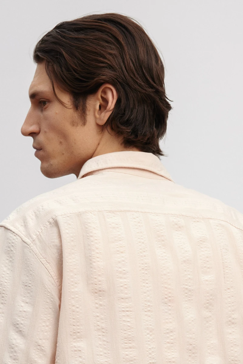 Regular-Fit Textured Short-Sleeved Shirt
