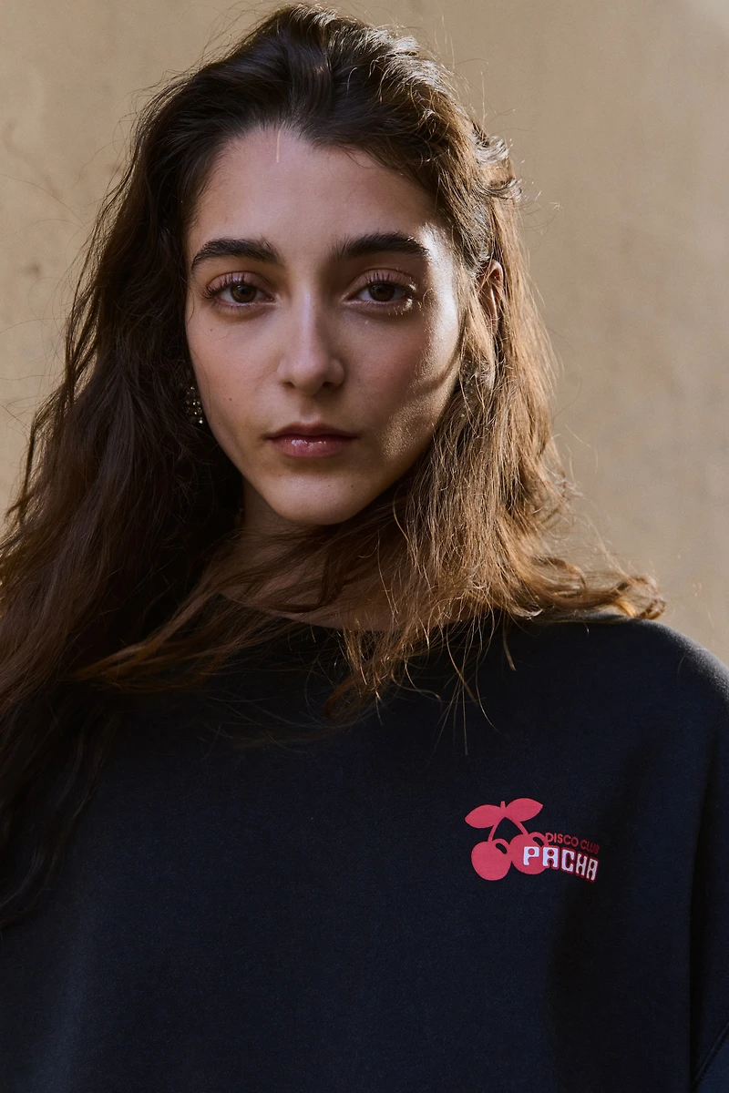 Oversized Sweatshirt with Printed Motif