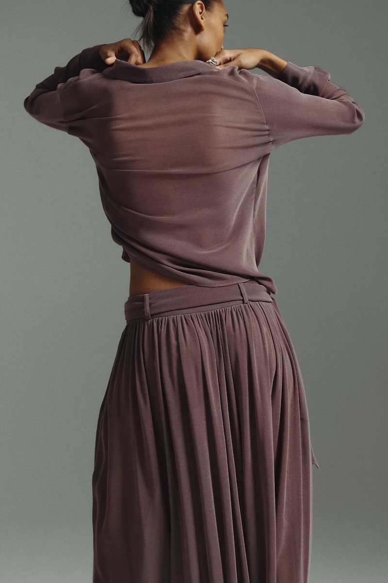 Pantalon à effet drapé avec ceinture nouer