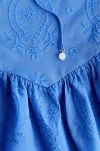 Embroidered Dress with Flared Skirt