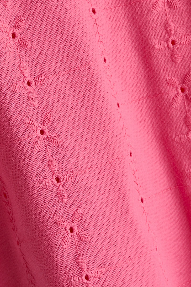 Flutter-Sleeve Top with Eyelet Embroidery
