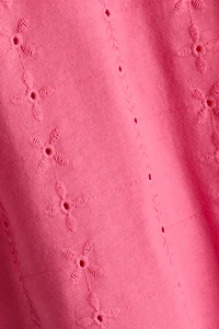 Flutter-Sleeve Top with Eyelet Embroidery