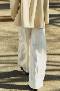 Wide-Leg Twill Pants