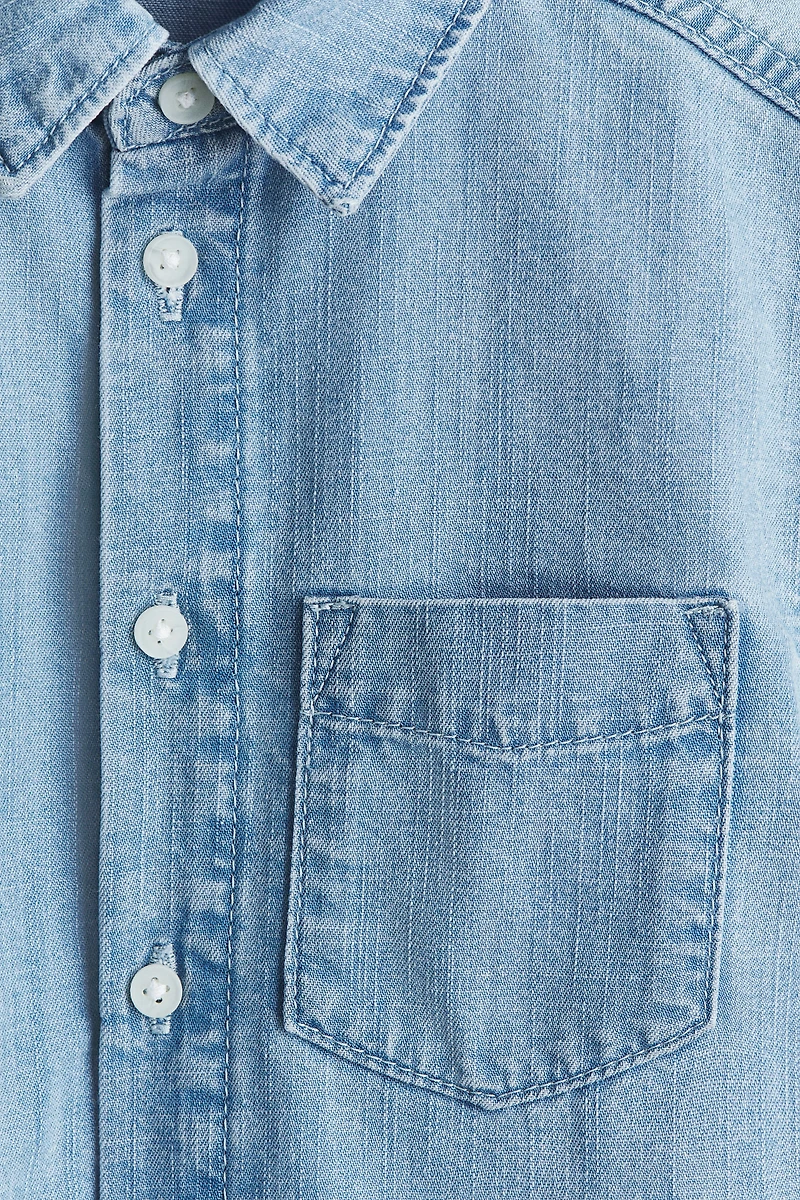 Short-Sleeved Denim Shirt