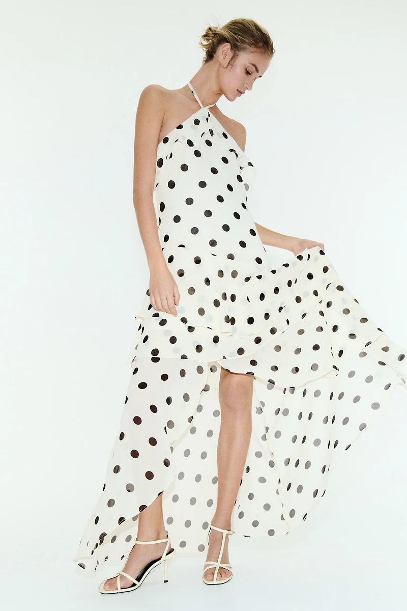 Flounced Halterneck Dress