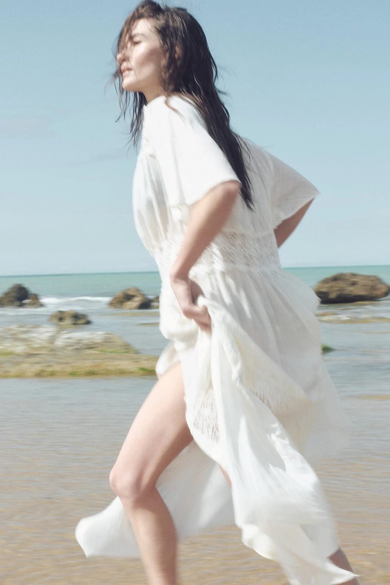 Lace-Inset Cotton Dress