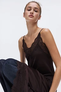 Lace-Trimmed Slip Dress