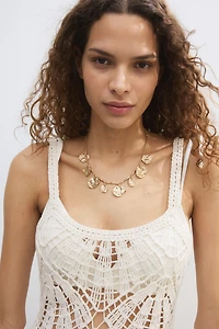 Flounced Crochet-Look Dress