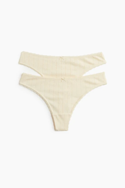 Lot de 2 culottes tanga en pointelle