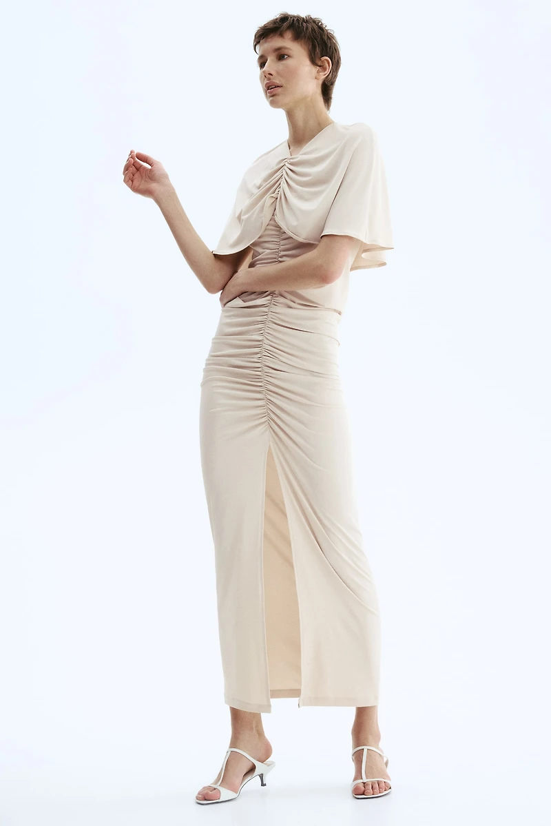 Draped Cape-Detail Dress