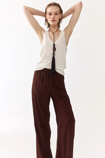 Wide-cut Pull-on Pants