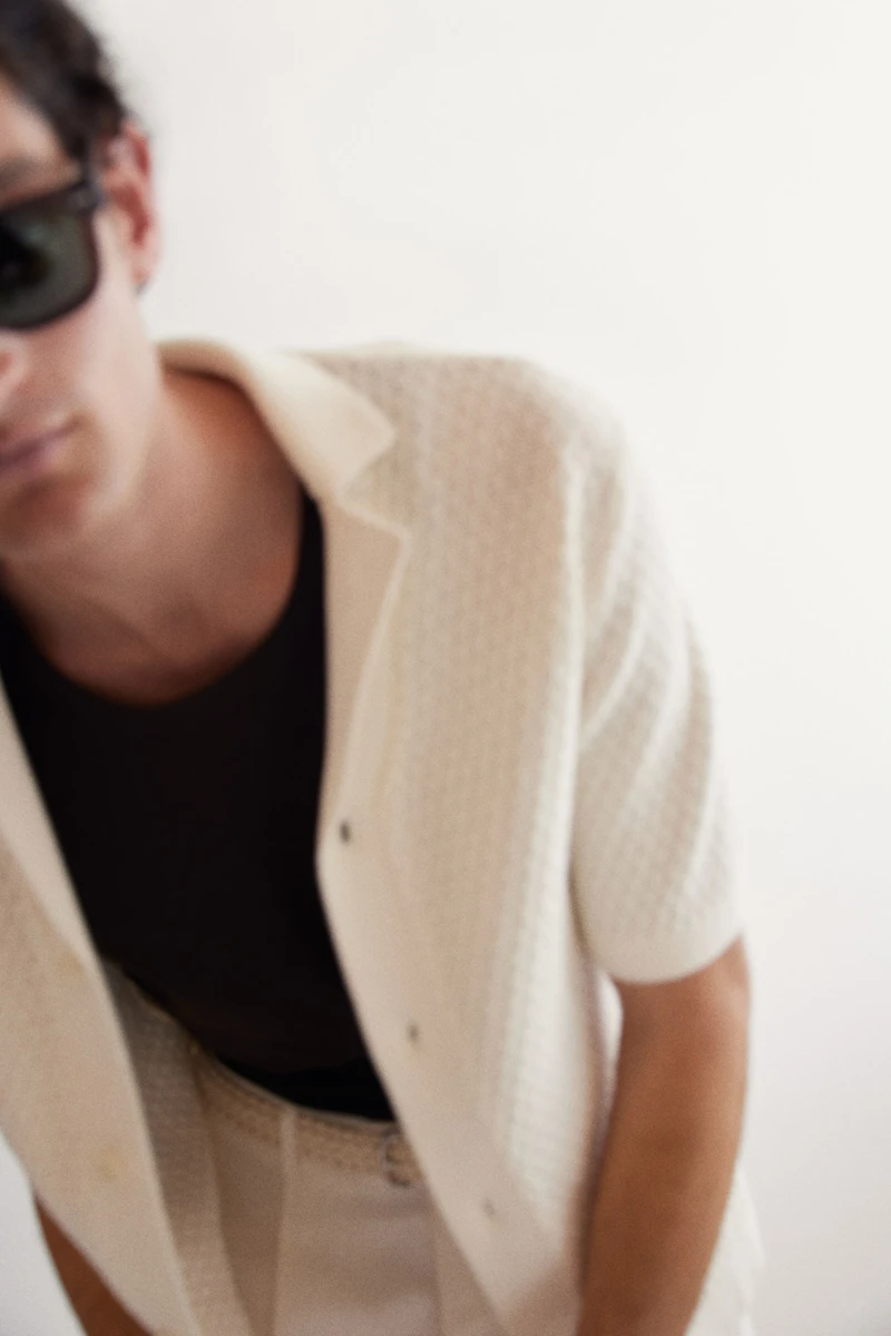 Regular-Fit Textured-Knit Resort Shirt