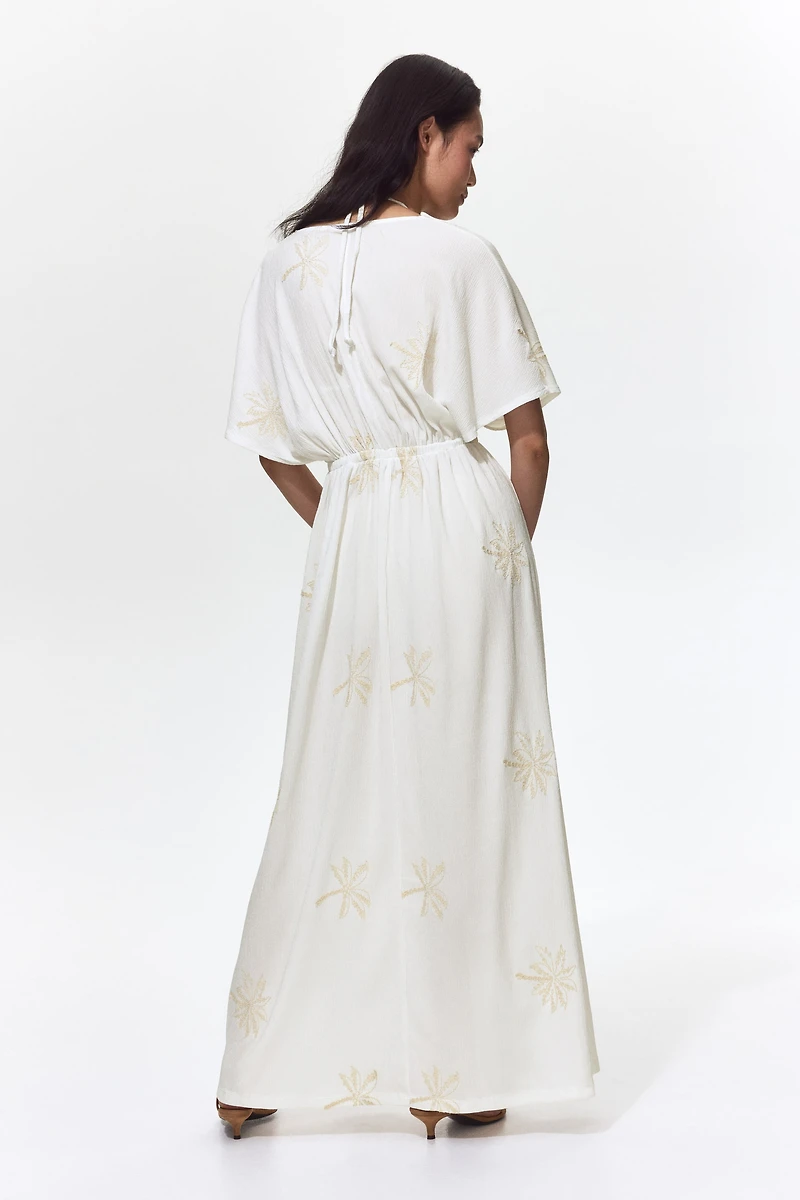 Embroidered Drawstring Dress