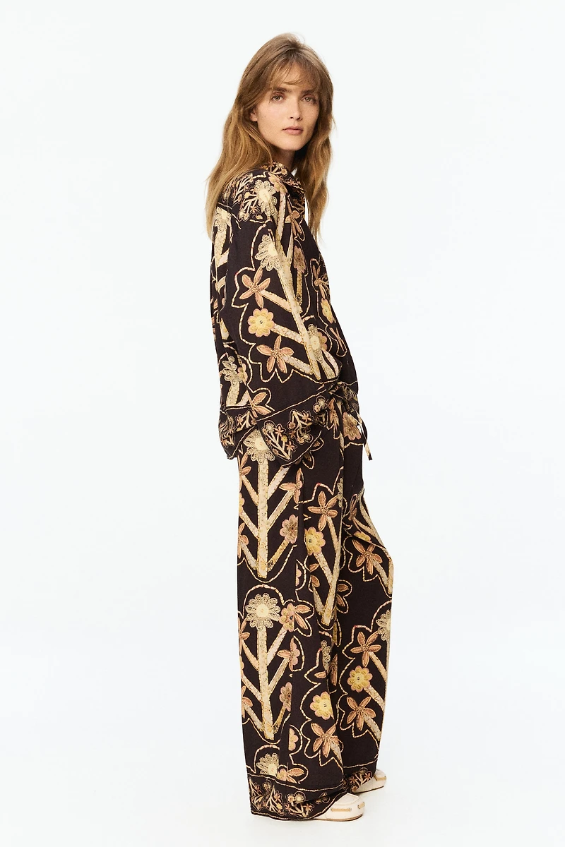Floral-Print Twill Pants