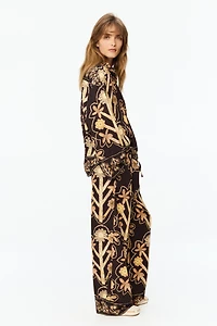 Floral-Print Twill Pants