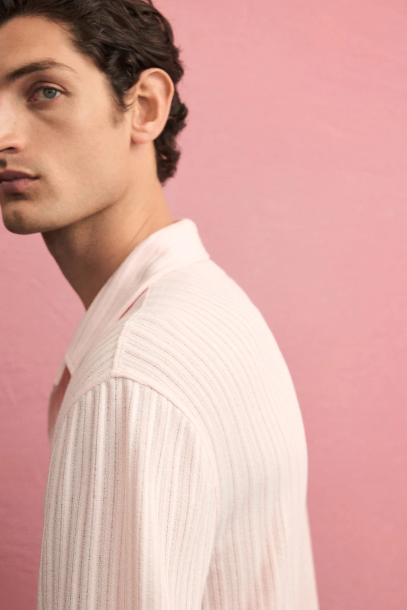 Loose-Fit Rib-Knit Resort Shirt