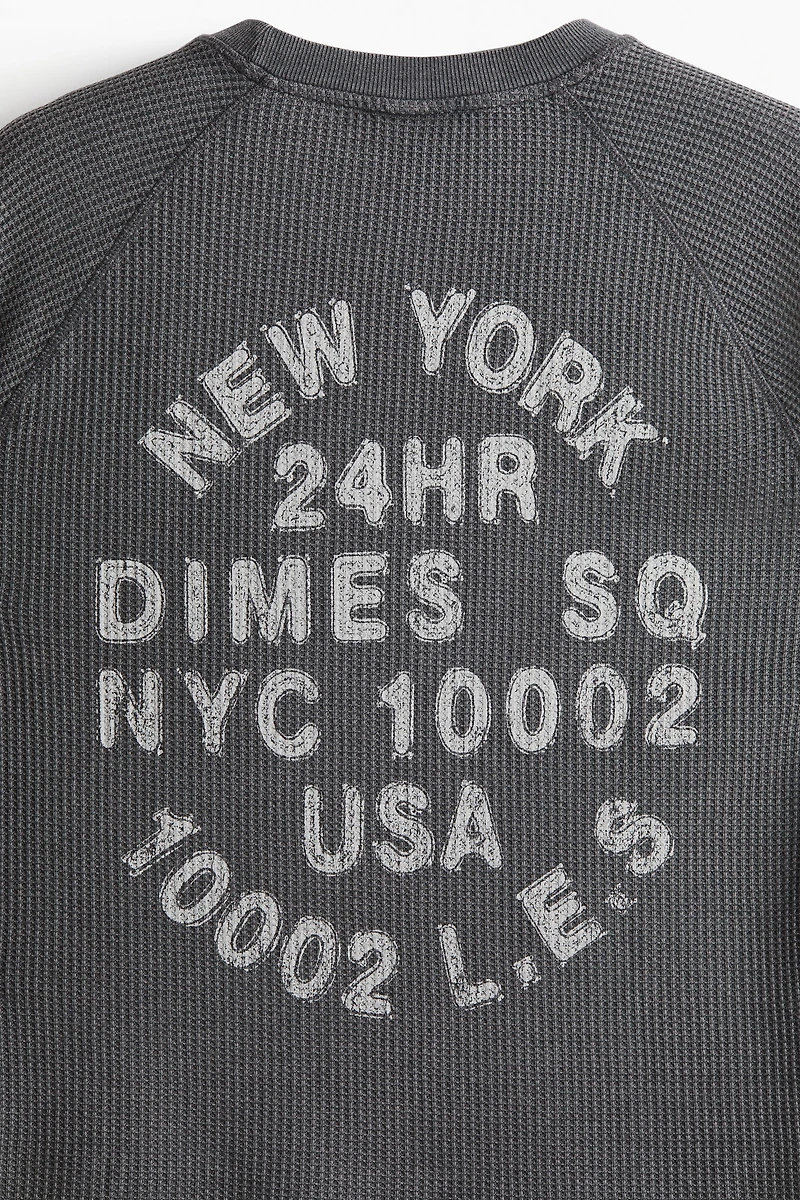 Regular-Fit Waffled Long-Sleeved Shirt