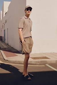 Regular Fit Linen-Blend Polo Shirt