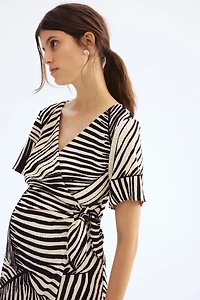 MAMA Crinkled Wrap Dress