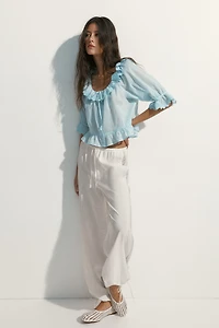 Cotton Blouse with Eyelet Embroidery