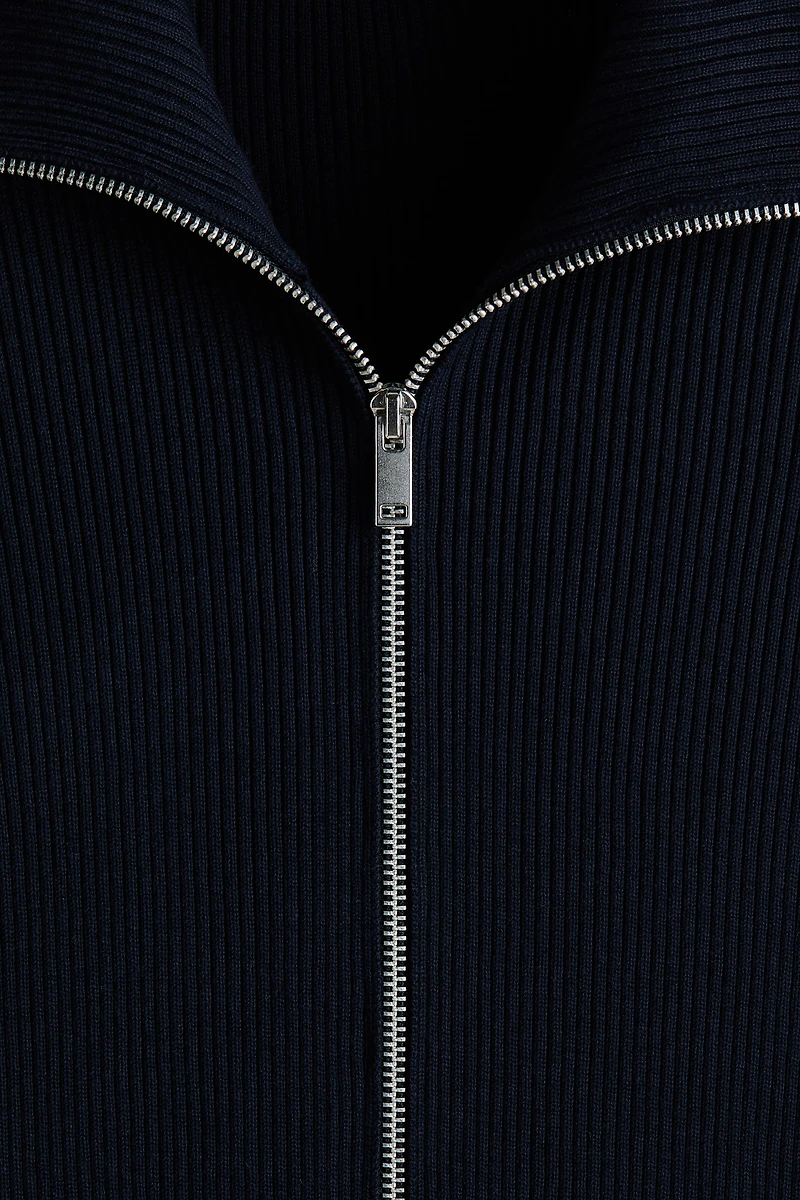 Slim-Fit Rib-Knit Cardigan