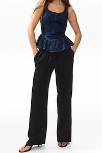 Pantalon en lin mélangé avec cordon de serrage