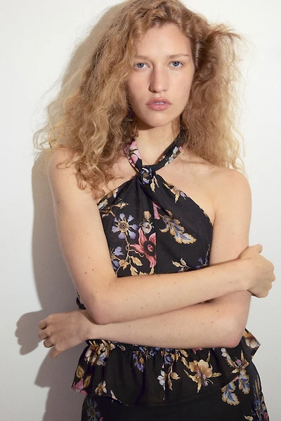 Viscose-Blend Halterneck Top