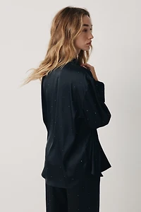 Embellished Satin Pajama Shirt