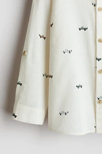 Cotton Band Collar Shirt