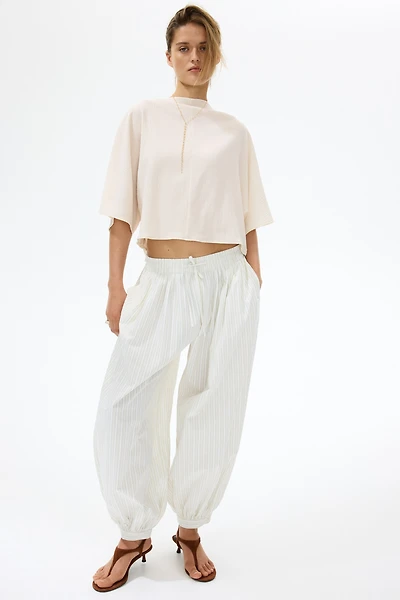 Crinkled Boat-Neck Top