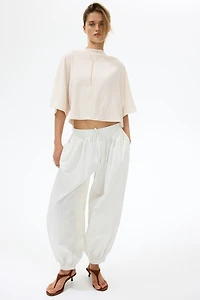 Crinkled Boat-Neck Top