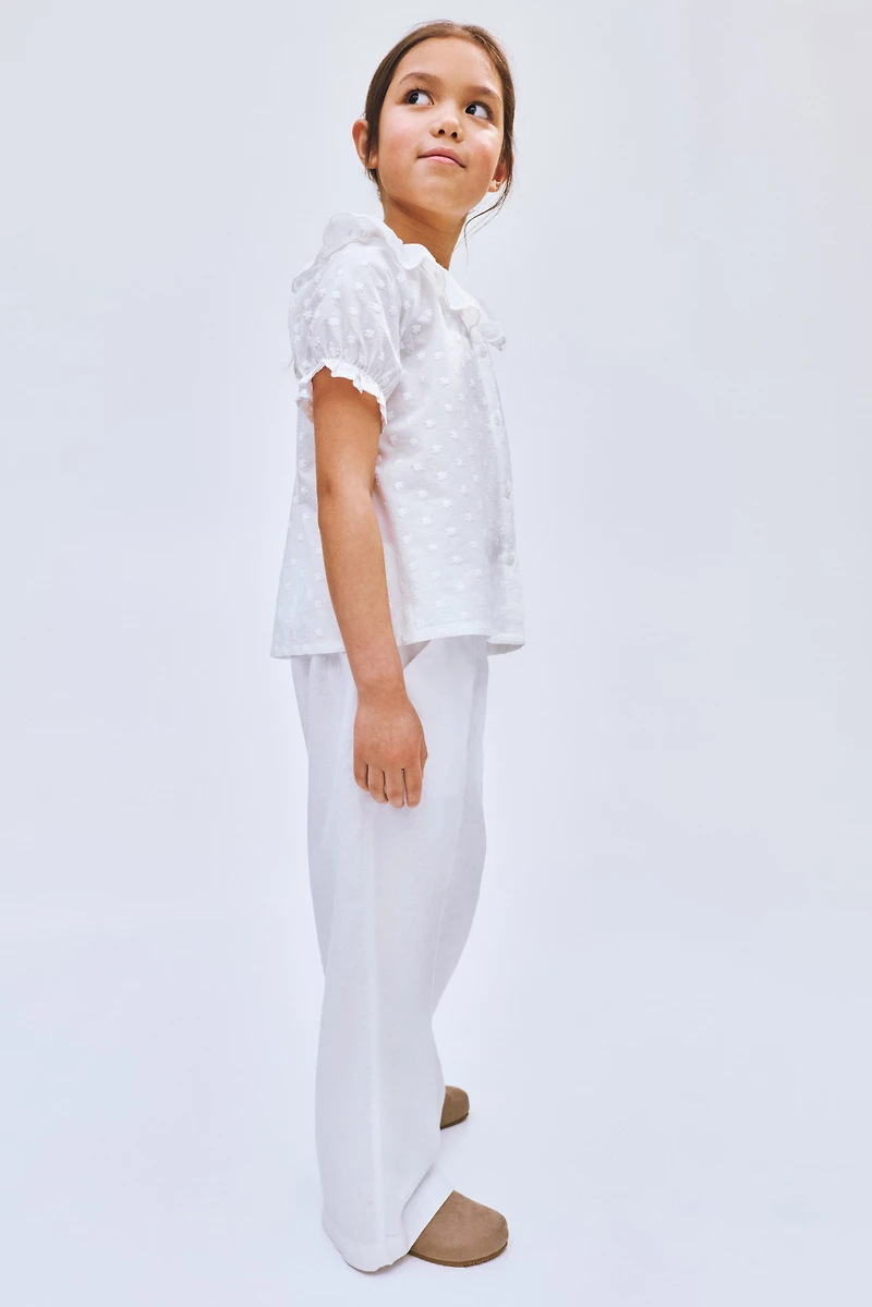 Linen-Blend Drawstring Pants