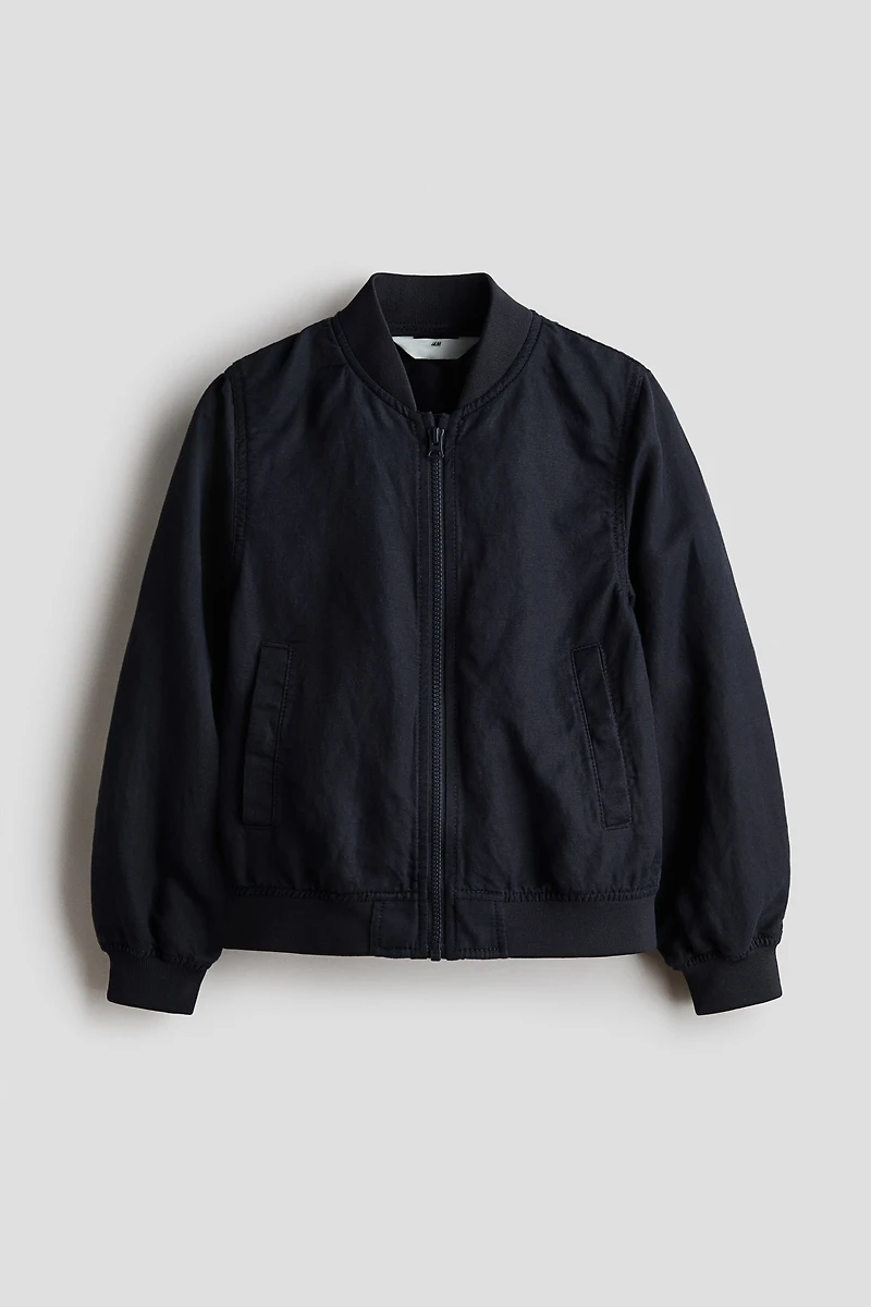Linen-Blend Bomber Jacket