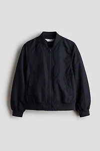 Linen-Blend Bomber Jacket