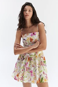 Robe à bretelles fines en coton avec jupe évasée