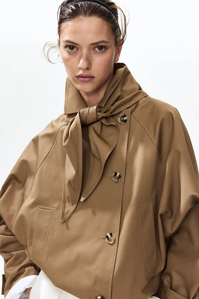 Short Trench Coat with Scarf