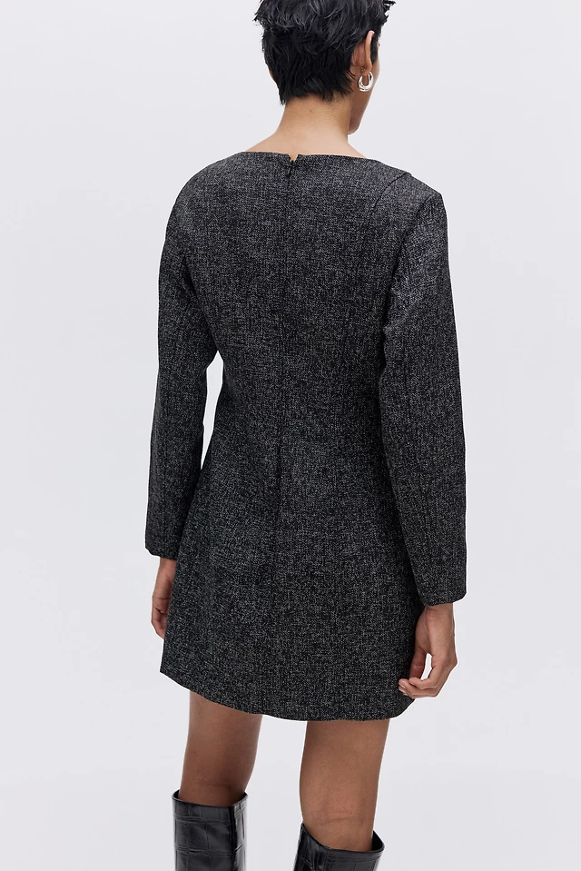 long sleeve boucle dress Ladies - Black Melange Long-Sleeved Boucl Dress - Size: XS
