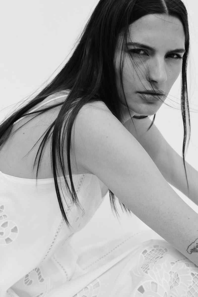 Cotton Dress with Eyelet Embroidery