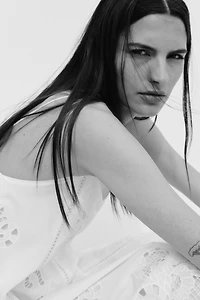 Cotton Dress with Eyelet Embroidery